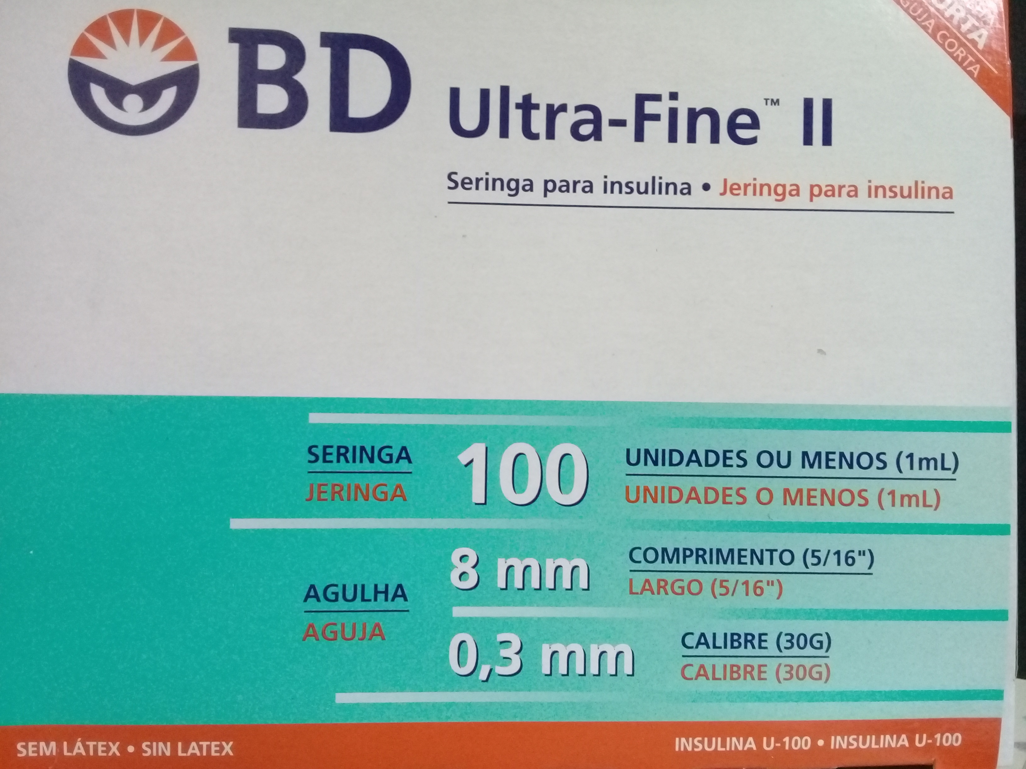 Jeringas BD Ultra Fine 1 cc con aguja 8 mm. Caja x 100